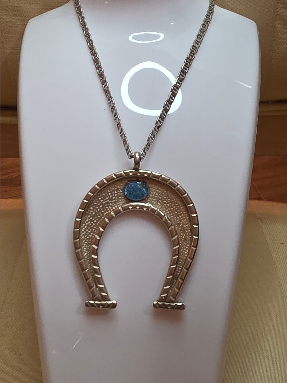 1974 VINTAGE NAVAJO VAL TSOSIE BLACK OPAL STERLING SILVER PENDANT WITH 925 CHAIN